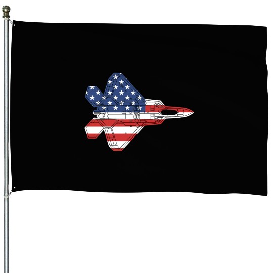 F-22 Raptor Fighter Jet Airplane American Flag F22 House Flags