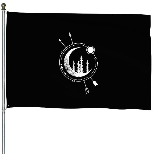 Modern Geometric Nature Forest Astronomy Bohemian House Flags