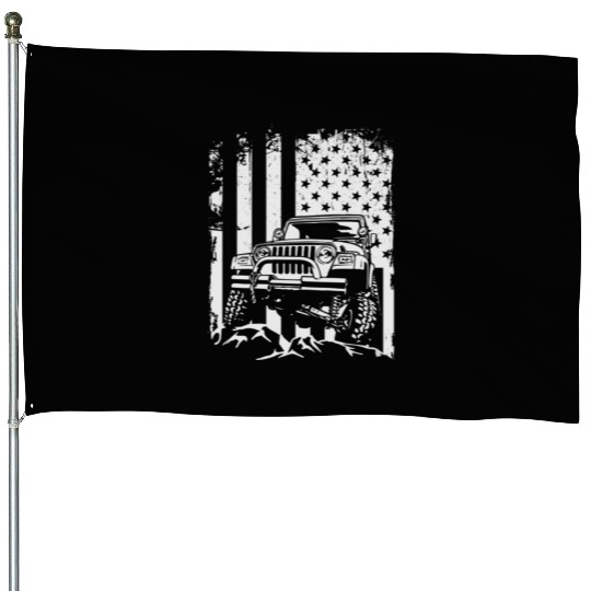 American US Flag Jeep adventure lifestyle House Flags