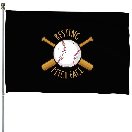 Game Day Baseball Resting Pitch Face House Flags