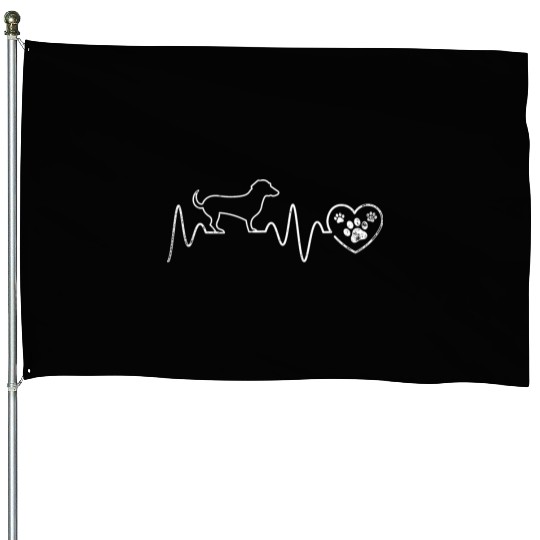 Heartbeat Dachshund House Flags