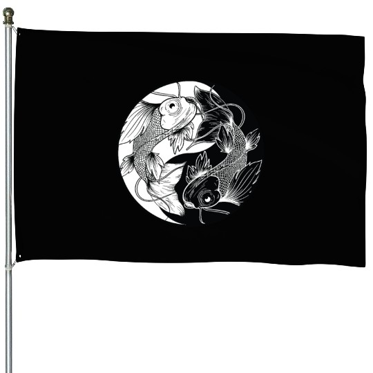 Koi yin yang japanese fish chinese symbol House Flags