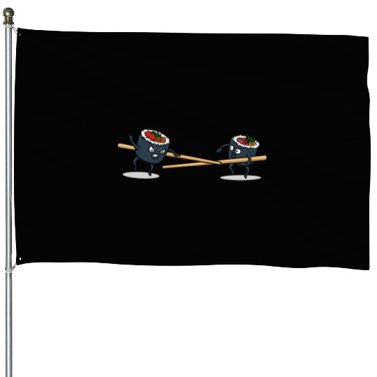 Japanese Cuisine Rice Sushi Meal Sticks House Flags