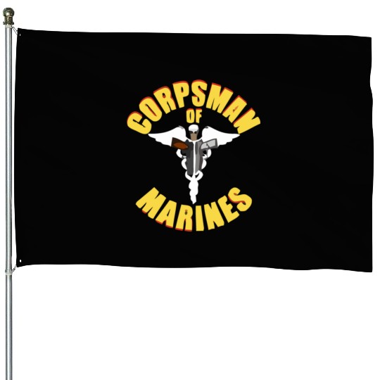 Us Navy Corpsman 8404 Fmf Veteran Front & Back Des House Flags