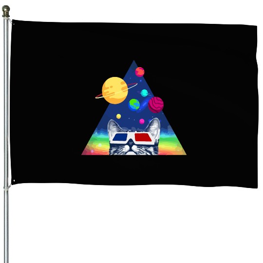 3D Space Cat House Flags