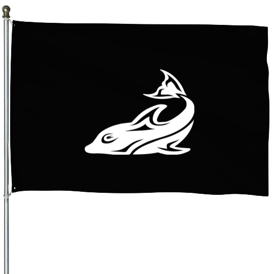 Cool Tattoo Tribal Dolphin Design Vector House Flags