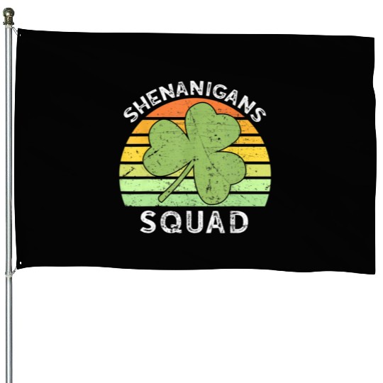 Shenanigans Squad Matching Vintage St Patricks Day House Flags