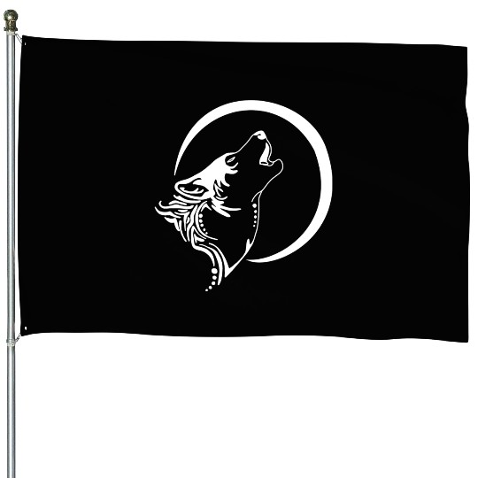 Wolf Howl Tribal House Flags