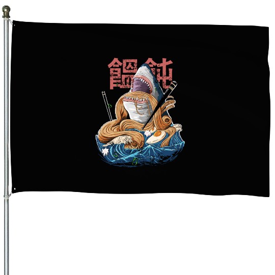Japanese Ramen Japan Miso Anime Udon white shark House Flags
