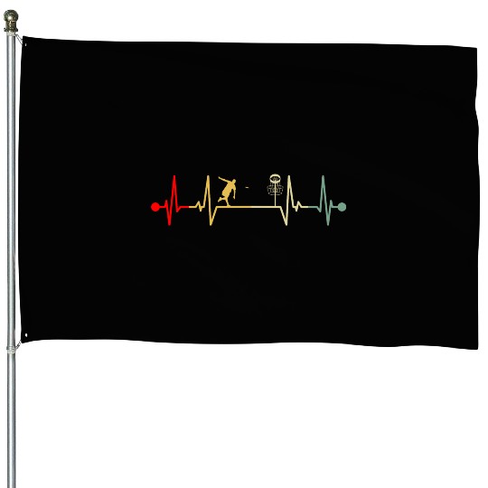 Ultimate Disc Golf Heartbeat Retro Style House Flags