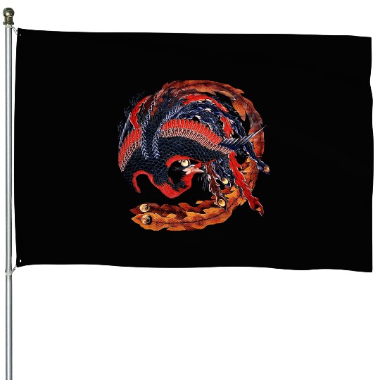 Phoenix that glares in all directions by Hokusai House Flags