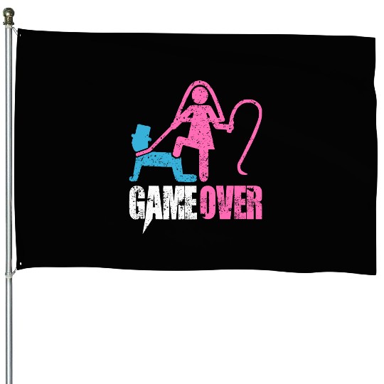 Funny Bride and Groom Meme & Quote House Flags "Game