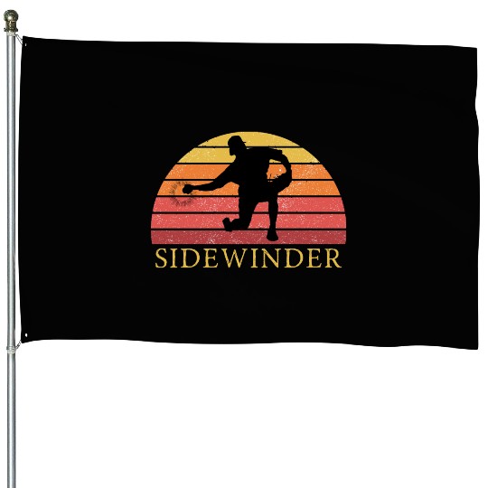 Sidewinder Sidearm Baseball Pitcher Retro Vintage House Flags