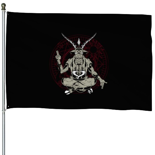 Baphomet Pentagram Nu Goth Occult Witch Satanism House Flags