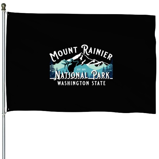 Vintage Mount Rainier National Park Washington Sou House Flags