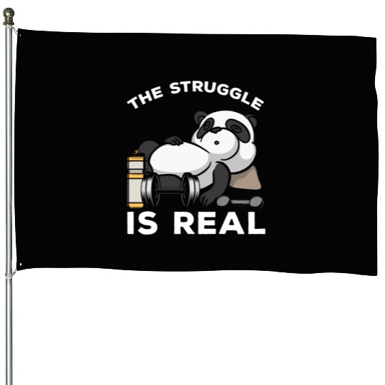 Weightlifting sports Funny Gym workout Panda House Flags