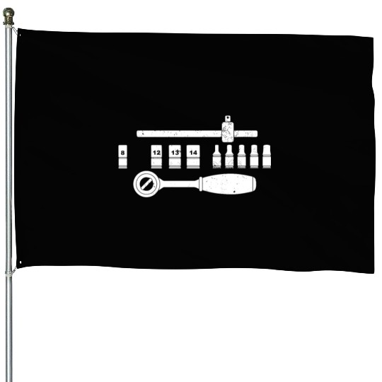 Missing 10mm Socket Funny Mechanic gift House Flags