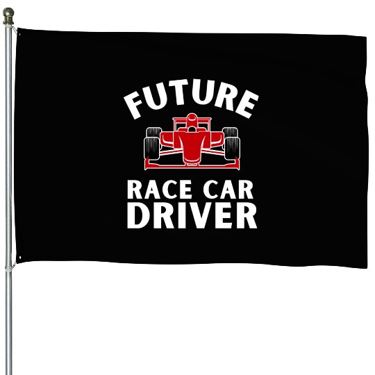 Racing Race Car Driver And Muscle Car House Flags