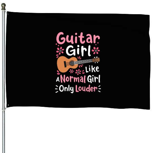 Guitar Girl Guitarist Guitar Player House Flags