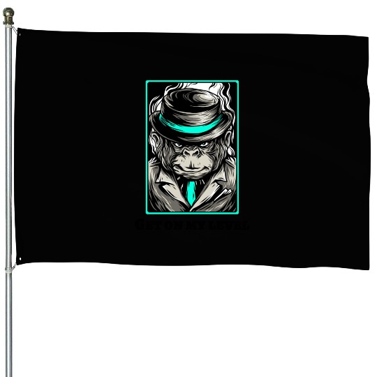 Cool chimpanzee gangster monkey House Flags for