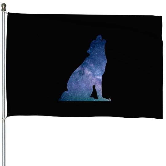 Galaxy Wolf House Flags
