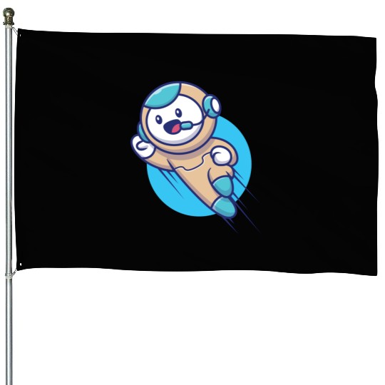 Cute robot flying House Flags