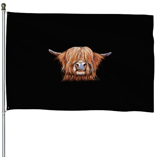 Highland Cow Print Animal Print ' Charmer ' House Flags