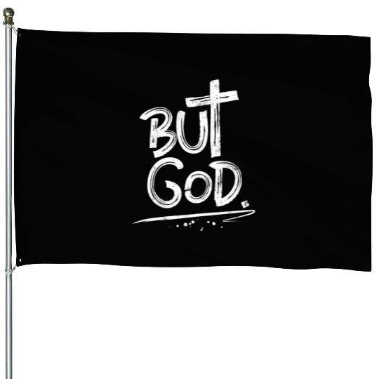 But God Cross Christian House Flags