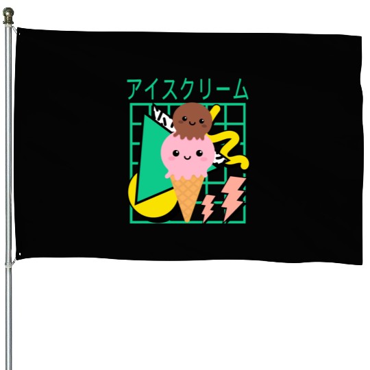The 90s Japanese Kawaii Ice Cream House Flags
