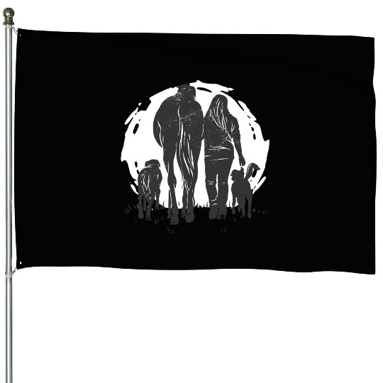 Woman with dogs and horse girl design House Flags