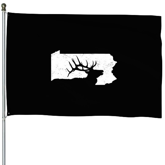 Pennsylvania Elk Hunting Bull Elk PA State Shape House Flags