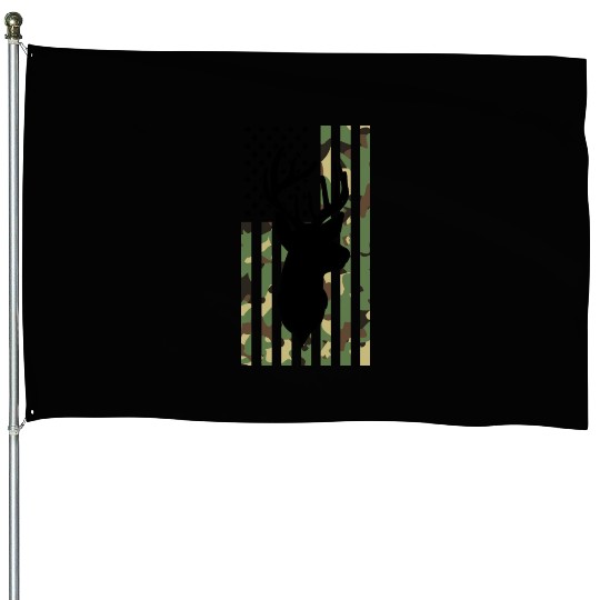 Camouflage American Flag Deer Hunting House Flags