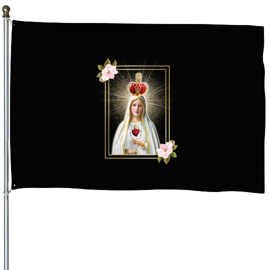 Immaculate Heart of Our Lady of Fatima Virgen Mary House Flags