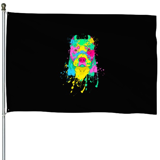 Pit bull Colorful House Flags
