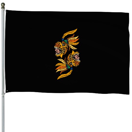 Aztec Warior Jaguar Maya Inca Culture House Flags