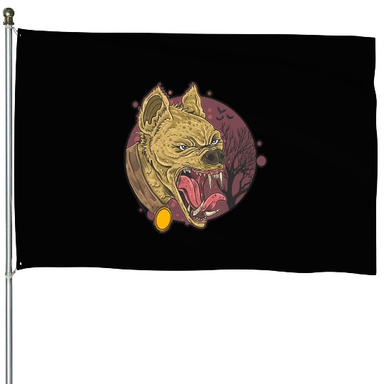 wild hyena angry face head House Flags