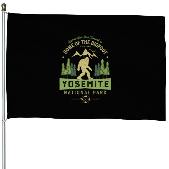 Yosemite National Park California Bigfoot Vintage House Flags