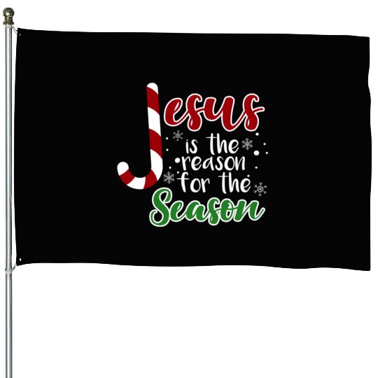 Jesus Is The Reason For The Season Christmas birth House Flags