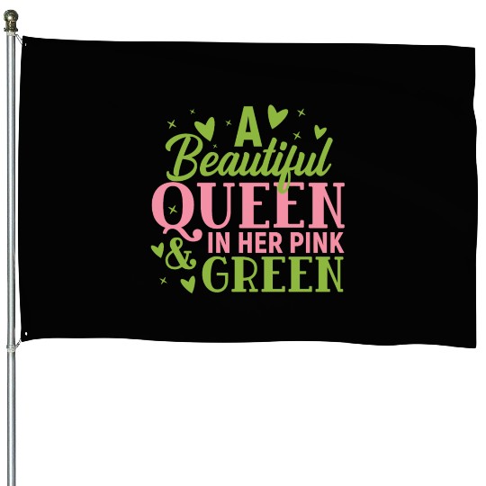 A Beautiful Queen in her Pink and Green | HBCU AKA House Flags