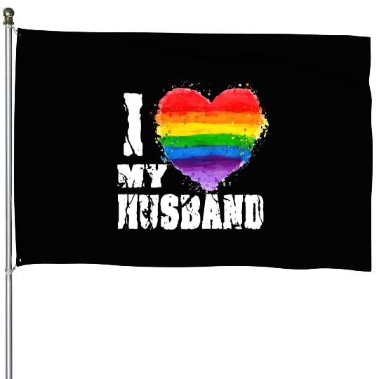 I Love My Gay Husband T Gay LGBT Lesbian Gift House Flags