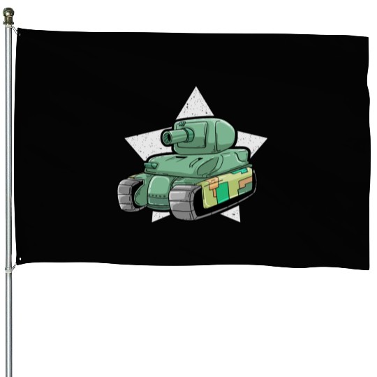 Sherman M4A1 WWII Army Tank History Vintage House Flags