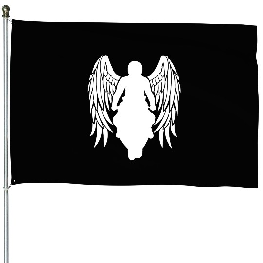 motorcyclist angel wings sportsbike racingbike House Flags