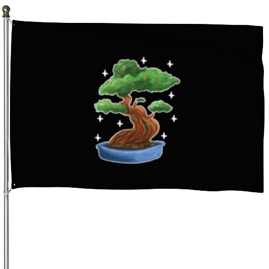 Bonsai Tree Pocket Japan Plant Garden Buddhist Zen House Flags