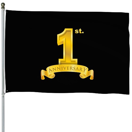 first 1st anniversary. big number and ribbon text House Flags