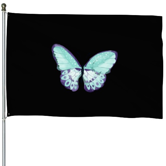 Light Green Butterfly House Flags
