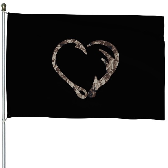 Camo Fish Hook Antler Deer Hunting Buck Hunter Dad House Flags