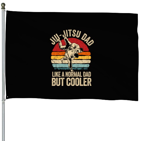 Retro Jiu-Jitsu Dad House Flags BJJ Men Father Vintage