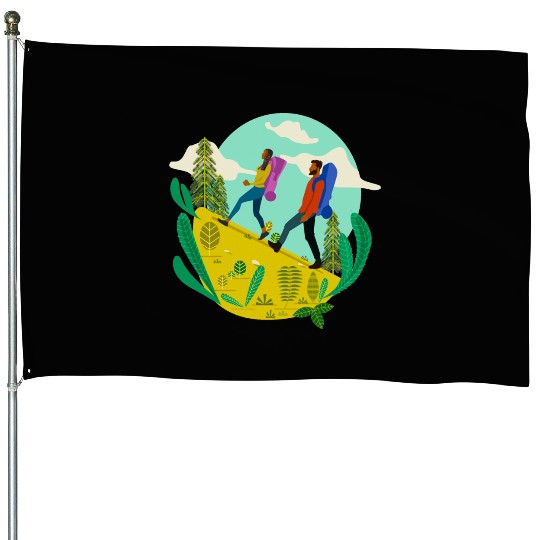 Black People Hiking House Flags