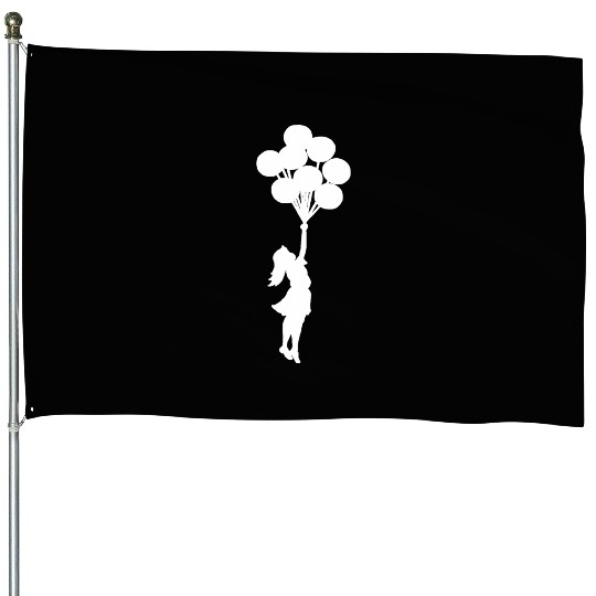 Banksy Girl with balloons. House Flags