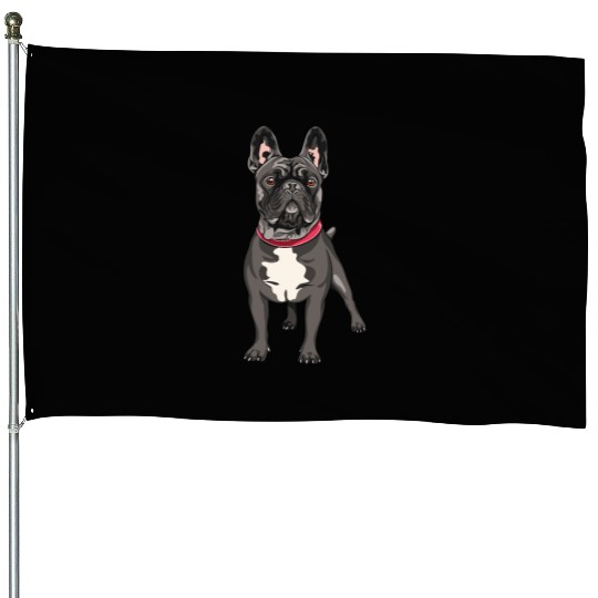 Black French Bulldog House Flags